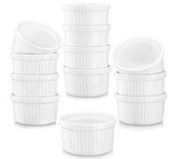 MALACASA Série Ramekin Dish, Lot 12pcs Mini Ramequin Terrines Moule à Pâtisserie Soufflé Crème Brulée Cupcake Muffin Bols Snack en Porcelaine 2,75"/7x7x4cm