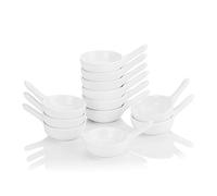 MALACASA Série Ramekin Dish, Lot de 12 Ramequin Rond Moule à Soufflé Crème Brulée Avec Poignée Bol à Sauce Porcelaine 3.75"/9.5 * 6 * 3.8cm Petit!