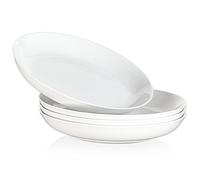 MALACASA Série REGULAR 1360ml Assiettes à Pâtes en Porcelaine, Assiettes Creuses, Service de Bols à Salade 4 Pièces, Blanc
