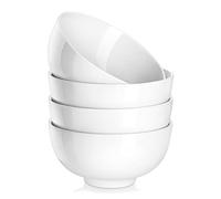 MALACASA Série REGULAR, 4 Bols à Céréales en Porcelaine Blanche de 780ml, Bols de Petit Déjeuner Ronds (15,2 cm), Idéaux pour Soupe, Salades et Riz