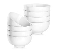 MALACASA Série REGULAR, 8 Bols à Céréales en Porcelaine Blanche de 420ml, Bols de Petit Déjeuner Ronds (12,8 cm), Idéaux pour Soupe, Salades et Riz