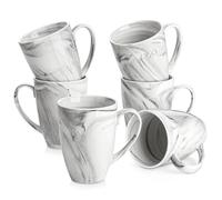 MALACASA Série REGULAR Grandes Tasses en Porcelaine 560 ml pour Thé Café Capuccino Chocolat, 6 Mugs en Marbre Service à Café, Passe au Lave-vaisselle