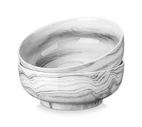 MALACASA Série REGULAR Grands Saladiers 3400ml, 2 Bols en Porcelaine Marbre pour Soupe Pâtes Salade Nouilles Fruits, 25,4 cm Bols Rondes en Ceramique Passe au Micro-ondes et au Lave-vaisselle