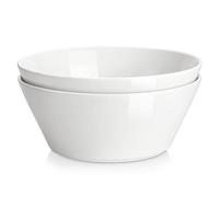 MALACASA Série REGULAR, Lot de 2 Bols en Porcelaine de 3150 ml | D 25,4 x H 10,5 cm | Bols de Petit-déjeuner pour Fruits, Salades, Soupes et Céréales | Compatible Lave-vaisselle et Micro-ondes | Blanc