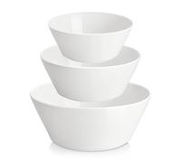 MALACASA Série REGULAR, Lot de 3 Bols en Porcelaine | 1050 ml, 1800 ml, 3150 ml | Bols de Petit-déjeuner pour Fruits, Salades, Soupes et Céréales | Compatible Lave-vaisselle et Micro-ondes | Blanc