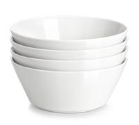 MALACASA Série REGULAR, Lot de 4 Bols en Porcelaine de 1050 ml | D 17,8 x H 7,4 cm | Bols de Petit-déjeuner pour Fruits, Salades, Soupes et Céréales | Compatible Lave-vaisselle et Micro-ondes | Blanc