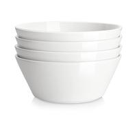 MALACASA Série REGULAR, Lot de 4 Bols en Porcelaine de 1800 ml | D 21 x H 8,7 cm | Bols de Petit-déjeuner pour Fruits, Salades, Soupes et Céréales | Compatible Lave-vaisselle et Micro-ondes | Blanc