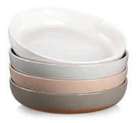 MALACASA Série TARA, 4 Bols à Pâtes en Grès de 1380ml | Bols à Soupe de 23,5 cm avec Motif de Sésame | Passe au Lave-vaisselle | Idéal pour Pâtes, Salades et Soupes, Multicolore