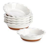 MALACASA Série TARA, 6 Pièces Moules à Tarte en Porcelaine de 360ml, Plat à Tarte en Céramique 168mm, Assiette à Tarte Ronde pour Quiches, Gâteaux, Brownies, Lasagnes