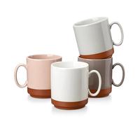 MALACASA Série TARA, Lot de 4 Tasses à Café en Grès 350ml, Ensemble de Mugs avec Anse, Coffee Mug -vaisselle et Micro-ondes- pour Thé, Café, Jus, Latte -Multicolore