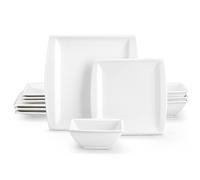 MALACASA Service de table 12 pièces en porcelaine, série Blance, pour 4 à 12 personnes, moderne, passe au lave-vaisselle, avec assiettes plates, assiettes à dessert et bols