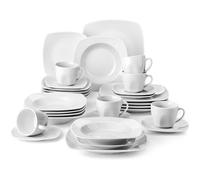 MALACASA Service de table, 30 pcs. service combiné en porcelaine, set de vaisselle avec service à café, assiettes à soupe, assiettes à manger, pour 6 personnes