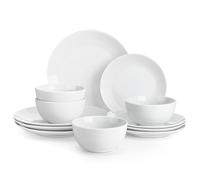 MALACASA Service de table gourmet 12 pièces en porcelaine, blanc