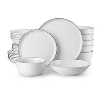 MALACASA Services de Vaisselle Lexi pour 6 Personnes, 24 Pièces en Porcelaine Blanc