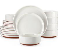 MALACASA set de vaisselle, forme ronde élégante, options unicolores, blanc, 36 pièces