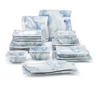 MALACASA Vaisselle Série FLORA, 26 pièces Service Complet de Table, Nuances vibrantes en Porcelaine pour 6 personnes - Bleu
