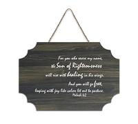 Malachi 4:2 Plaque murale en bois rustique à suspendre avec inscription « For You Who Revere My Name The Sun of Righteousness Will Rise with Healing in His Wings » 15,2 x 25,4 cm