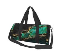 Malachite Verte en marbre Sarcelle Noir avec veines dorées et Taches dorées, Sac de Voyage de Grande capacité, Sac à Main Rond, Sac de Voyage de Sport, fourre-Tout, Sac de Fitness