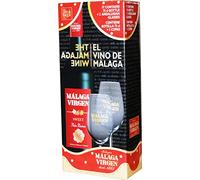 Málaga Virgen - Coffret cadeau avec bouteille de 75 cl + 2 verres de dégustation - Vin liquoreux doux D.O. "Málaga"