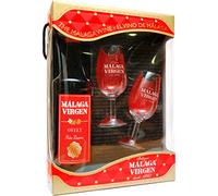 Málaga Virgen - Coffret cadeau avec bouteille de 75 cl + 2 verres de dégustation - Vin liquoreux doux D.O. "Málaga"