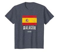 Malagón Espagne | ES Ville Drapeau - Bandera - T-Shirt, Enfant, Bleu Chiné, 6 Ans