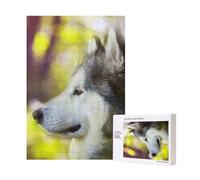 Malamute d'Alaska Bokeh Animaux de Compagnie Chiens Mignon,Puzzle Familial en Bois de 300 pièces pour Adultes et Adolescents
