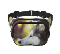 Malamute d'Alaska Bokeh Animaux de Compagnie Chiens Mignon,Sac Banane carré Double Couche, Sac de Poitrine
