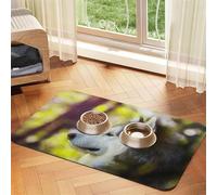 Malamute d'Alaska Bokeh Animaux de Compagnie Chiens Mignon,Tapis d'alimentation pour Animaux de Compagnie, Sets de Table en Cuir PU pour Chats et Chiens,30x45cm