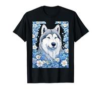 Malamute d'Alaska entourée de myosotis T-Shirt