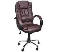 MALATEC Fauteuil de bureau confortable et pivotant avec revêtement en cuir synthétique Noir/blanc/marron 8983