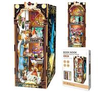 Malau - Book Nook Puzzle 3D en bois Exceptionnel Design avec Lumière Kit Maison Miniature à Construire Monter soi-même DIY Diorama Bibliothèque Bureau placer entre Livres (Mystical Magical Power)
