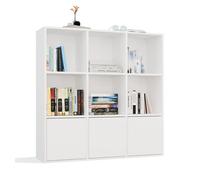 MALAX - Étagère blanche - 3 portes - Compartiments cubiques 110×110 cm - Système Tip-On