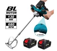 Malaxeur Béton Électrique Sans Fil 1700W Brushless 6 Vitesses Avec Poignée Ergonomique Et Tige M14 Compatible Batterie Makita