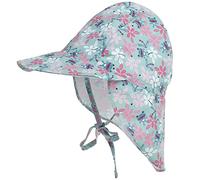 Malaxlx Bébé Chapeau Cou Protection Fleur Grenouille Chapeau de Soleil Eté Anti UV Enfant Bob Chapeau de Plage Casquette à Rabat Visière pour 3-18 Mois Fille Garçon