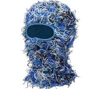 Malaxlx Bleu Camo Distressed Balaclava Cagoule Tricoté Masque de Ski Intégral Shiesty Hiver Bonnet Coupe Vent Cache-Cou pour Hommes Femmes