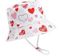 Malaxlx Bob Tout Petit Chapeau de Soleil Chapeau de Pêcheur Enfant Chapeaux de Seau Chapeau de Plage Visière pour 2-4 Ans Fille Garçon Coeur d'amour
