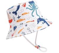 Malaxlx Bob Tout Petit Chapeau de Soleil Chapeau de Pêcheur Enfant Chapeaux de Seau Chapeau de Plage Visière pour 2-4 Ans Fille Garçon Aventure Océanique