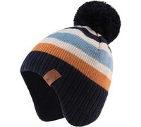 Malaxlx Bonnet Pompon Rayé Bleu Marine pour Bébé - Bonnet d'hiver Chaud avec Oreilles en Fleece pour Tout-Petits de 6 à 24 Mois Filles et Garçons