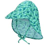 Malaxlx Enfant Chapeau Protection du Cou Requin Vert Chapeau de Soleil Eté Anti UV Bébé Bob Chapeau de Plage Casquette à Rabat Visière pour 2-5 Ans Fille Garçon