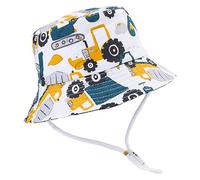 Malaxlx Excavatrice Bob Enfant Chapeau de Soleil Chapeau de Pêcheur Chapeaux de Seau Chapeau de Plage Été Extérieur Protection Solaire Bob pour 4-8 Ans Fille Garçon