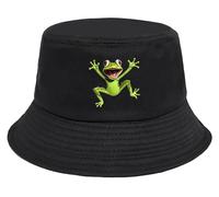 Malaxlx Grenouille Noir Bob Chapeau de Pêcheur Unisexe - Chapeau de Soleil Anti-UV d'Été Pliable pour la Plage