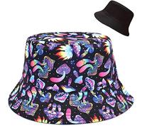 Malaxlx Imprimé de Champignons Trippy Psychédéliques Bob Femme Chapeau de Pêcheur Chapeau de Soleil Chapeaux de Seau Chapeaux de Visière Chapeau de Plage Pliable Réversible