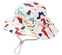 Malaxlx Unisexe Bob Bébé Chapeau de Soleil Dinosaures Beige Chapeau de Pêcheur Enfant Chapeaux de Seau Chapeau de Plage Visière pour 2-4 Ans Fille Garçon