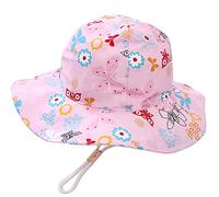 Malaxlx Unisexe Bob Bébé Chapeau de Soleil Papillon Rose Chapeau de Pêcheur Enfant Chapeaux de Seau Chapeau de Plage Visière pour 2-4 Ans Fille Garçon