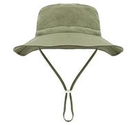 Malaxlx Unisexe Bob Bébé Chapeau de Soleil Vert Armée Chapeau de Pêcheur Nourrisson Chapeaux de Seau Large Bord Chapeau de Plage Visière pour 0-6 Mois Fille Garçon