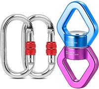 MALAYAS 30KN Connecteur Swing Pivot de Rotation Extérieur Intérieur Sécurité Aluminium Alliage 360 ° Rotator Swing Spinner avec 2 Mousquetons(Noir-Rouge)