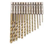 Malayas Lot de 13 pcs Jeu de Forets Hexagonale en HSS 1/4" avec Queue/Couche de Titane Forage Twist Drills