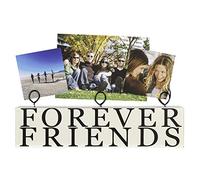 Malden International Designs de Table Clips Photo Wood Block Forever Friends Support Photo, 3 Option, Blanc