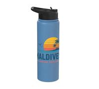 Maldives Océan Indien Rétro Coucher de Soleil Stainless Steel Insulated Water Bottle