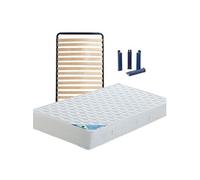 MALDIVES - Pack Matelas + Lattes 90x190 + Pieds -